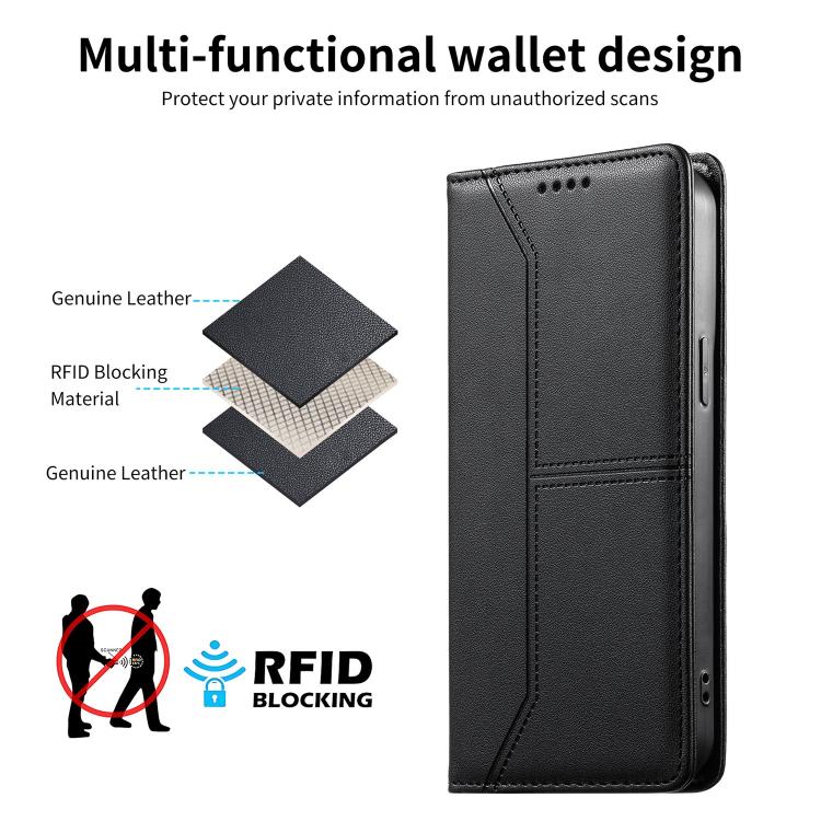 Estojo de Telefone em Couro Vegan com Linha Costurada, Fecho Magnético e RFID, Para iPhone X / XS, Para iPhone XR, Para iPhone XS Max, Para iPhone 8 Plus / 7 Plus