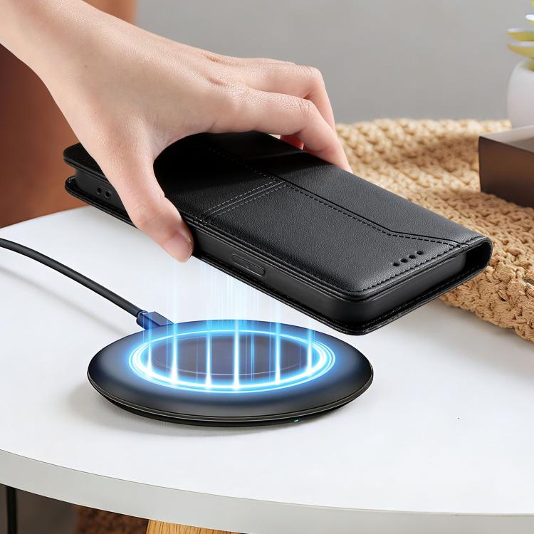 Estojo de Telefone em Couro Vegan com Linha Costurada, Fecho Magnético e RFID, Para iPhone X / XS, Para iPhone XR, Para iPhone XS Max, Para iPhone 8 Plus / 7 Plus