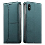 Estojo de Telefone em Couro Vegan com Linha Costurada, Fecho Magnético e RFID, Para iPhone X / XS, Para iPhone XR, Para iPhone XS Max, Para iPhone 8 Plus / 7 Plus