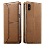 Estojo de Telefone em Couro Vegan com Linha Costurada, Fecho Magnético e RFID, Para iPhone X / XS, Para iPhone XR, Para iPhone XS Max, Para iPhone 8 Plus / 7 Plus