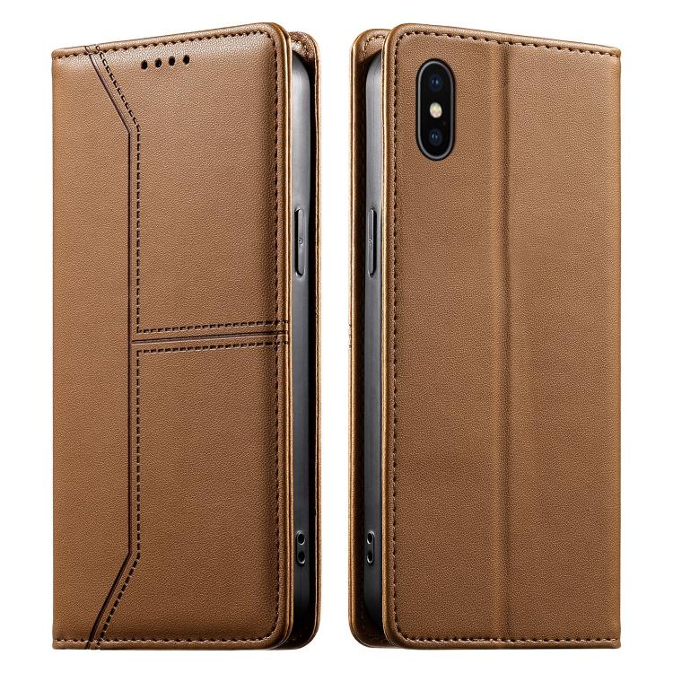 Estojo de Telefone em Couro Vegan com Linha Costurada, Fecho Magnético e RFID, Para iPhone X / XS, Para iPhone XR, Para iPhone XS Max, Para iPhone 8 Plus / 7 Plus