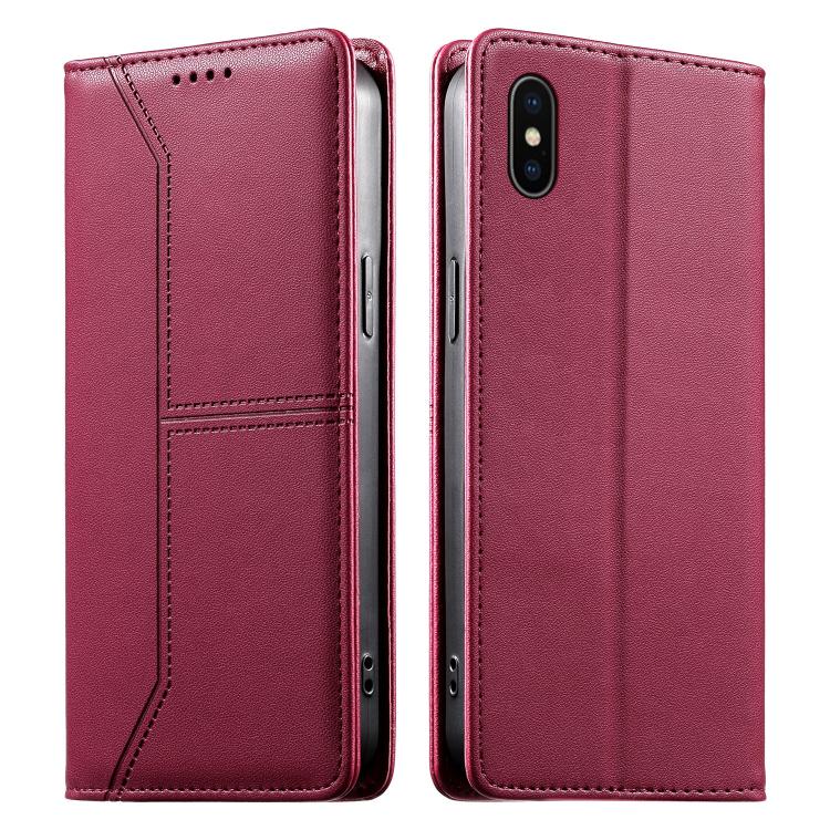 Estojo de Telefone em Couro Vegan com Linha Costurada, Fecho Magnético e RFID, Para iPhone X / XS, Para iPhone XR, Para iPhone XS Max, Para iPhone 8 Plus / 7 Plus