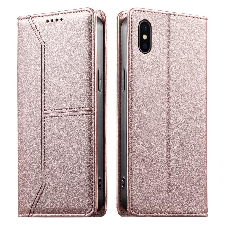Estojo de Telefone em Couro Vegan com Linha Costurada, Fecho Magnético e RFID, Para iPhone X / XS, Para iPhone XR, Para iPhone XS Max, Para iPhone 8 Plus / 7 Plus