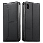 Estojo de Telefone em Couro Vegan com Linha Costurada, Fecho Magnético e RFID, Para iPhone X / XS, Para iPhone XR, Para iPhone XS Max, Para iPhone 8 Plus / 7 Plus