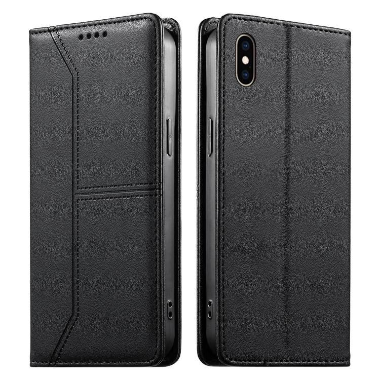 Estojo de Telefone em Couro Vegan com Linha Costurada, Fecho Magnético e RFID, Para iPhone X / XS, Para iPhone XR, Para iPhone XS Max, Para iPhone 8 Plus / 7 Plus