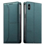 Estojo de Telefone em Couro Vegan com Linha Costurada, Fecho Magnético e RFID, Para iPhone X / XS, Para iPhone XR, Para iPhone XS Max, Para iPhone 8 Plus / 7 Plus