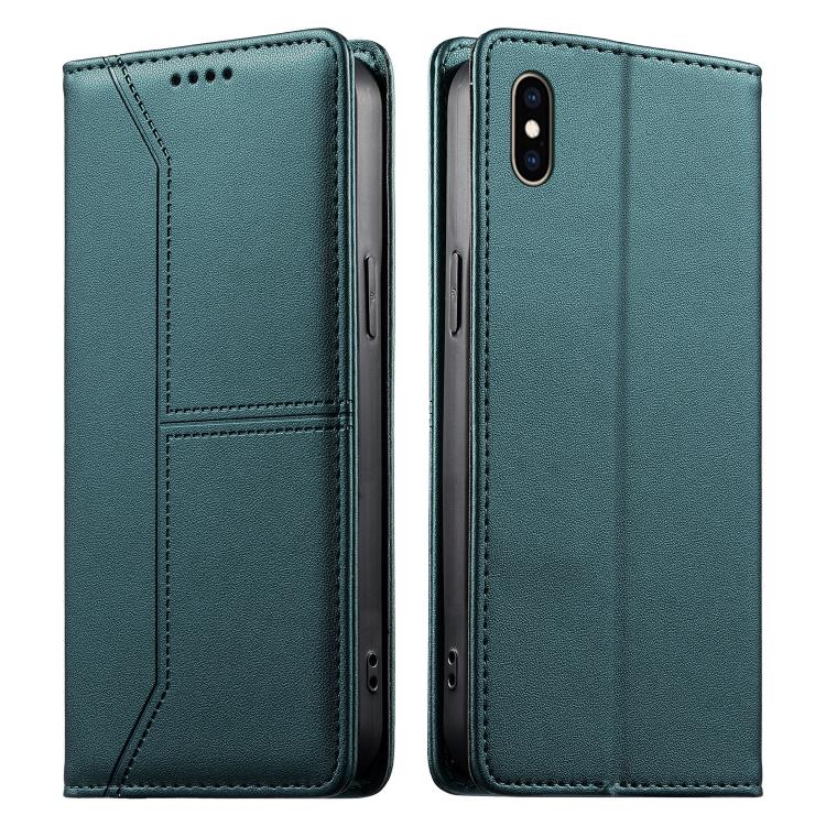 Estojo de Telefone em Couro Vegan com Linha Costurada, Fecho Magnético e RFID, Para iPhone X / XS, Para iPhone XR, Para iPhone XS Max, Para iPhone 8 Plus / 7 Plus