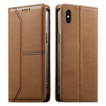 Estojo de Telefone em Couro Vegan com Linha Costurada, Fecho Magnético e RFID, Para iPhone X / XS, Para iPhone XR, Para iPhone XS Max, Para iPhone 8 Plus / 7 Plus