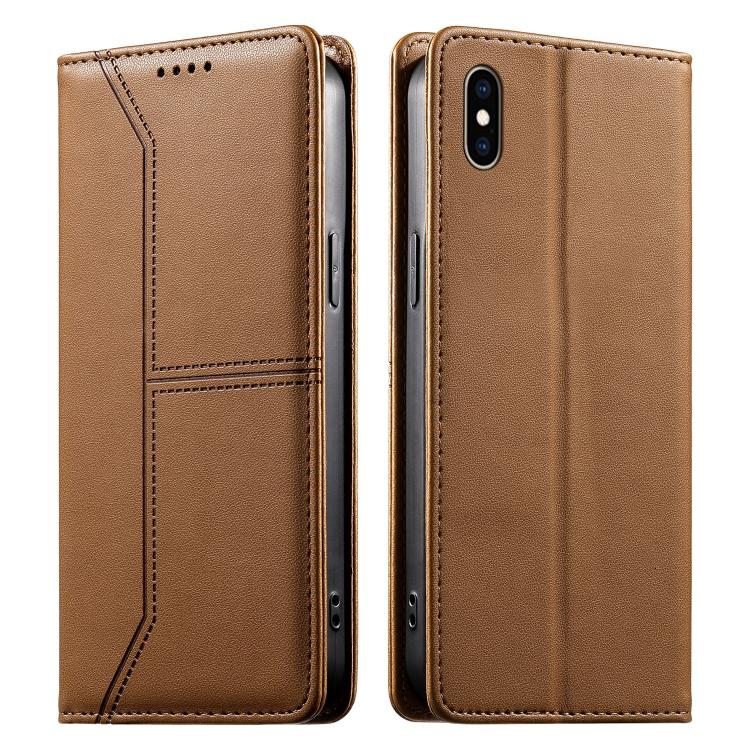 Estojo de Telefone em Couro Vegan com Linha Costurada, Fecho Magnético e RFID, Para iPhone X / XS, Para iPhone XR, Para iPhone XS Max, Para iPhone 8 Plus / 7 Plus