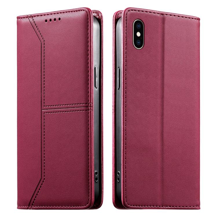 Estojo de Telefone em Couro Vegan com Linha Costurada, Fecho Magnético e RFID, Para iPhone X / XS, Para iPhone XR, Para iPhone XS Max, Para iPhone 8 Plus / 7 Plus