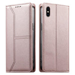 Estojo de Telefone em Couro Vegan com Linha Costurada, Fecho Magnético e RFID, Para iPhone X / XS, Para iPhone XR, Para iPhone XS Max, Para iPhone 8 Plus / 7 Plus