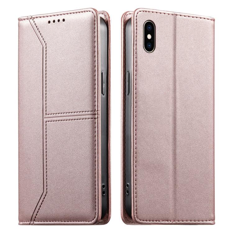 Estojo de Telefone em Couro Vegan com Linha Costurada, Fecho Magnético e RFID, Para iPhone X / XS, Para iPhone XR, Para iPhone XS Max, Para iPhone 8 Plus / 7 Plus