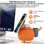ZGA WX08 Coluna Bluetooth Multifuncional 15W com Carregador Sem Fios para Telemóvel e Relógio, WX08