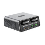 Estação de Carregamento de Mesa Multi Portas 6 em 1 WXL-60C com Cabos Telescópicos Duplos Integrados, WXL-60C