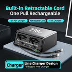 Estação de Carregamento de Mesa Multi Portas 6 em 1 WXL-60E 210W com Cabos Telescópicos Duplos Integrados, WXL-60E