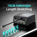 Estação de Carregamento de Mesa Multi Portas 6 em 1 WXL-60E 210W com Cabos Telescópicos Duplos Integrados, WXL-60E