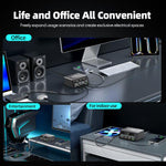 Estação de Carregamento de Mesa Multi Portas 6 em 1 WXL-60E 210W com Cabos Telescópicos Duplos Integrados, WXL-60E