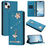 Capa de Telemóvel em Pele Vegana com Diamantes e RFID com Estampa de Bailarina, Para iPhone 16 Pro, Para iPhone 16 Plus, Para iPhone 16, Para iPhone 15 Pro Max, Para iPhone 15 Pro, Para iPhone 15 Plus