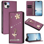 Capa de Telemóvel em Pele Vegana com Diamantes e RFID com Estampa de Bailarina, Para iPhone 16 Pro, Para iPhone 16 Plus, Para iPhone 16, Para iPhone 15 Pro Max, Para iPhone 15 Pro, Para iPhone 15 Plus