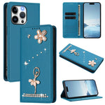 Capa de Telemóvel em Pele Vegana com Diamantes e RFID com Estampa de Bailarina, Para iPhone 16 Pro, Para iPhone 16 Plus, Para iPhone 16, Para iPhone 15 Pro Max, Para iPhone 15 Pro, Para iPhone 15 Plus