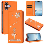 Capa de Telemóvel em Pele Vegana com Diamantes e RFID com Estampa de Bailarina, Para iPhone 16 Pro, Para iPhone 16 Plus, Para iPhone 16, Para iPhone 15 Pro Max, Para iPhone 15 Pro, Para iPhone 15 Plus