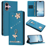 Capa de Telemóvel em Pele Vegana com Diamantes e RFID com Estampa de Bailarina, Para iPhone 16 Pro, Para iPhone 16 Plus, Para iPhone 16, Para iPhone 15 Pro Max, Para iPhone 15 Pro, Para iPhone 15 Plus