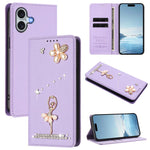 Capa de Telemóvel em Pele Vegana com Diamantes e RFID com Estampa de Bailarina, Para iPhone 16 Pro, Para iPhone 16 Plus, Para iPhone 16, Para iPhone 15 Pro Max, Para iPhone 15 Pro, Para iPhone 15 Plus