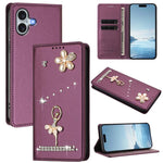 Capa de Telemóvel em Pele Vegana com Diamantes e RFID com Estampa de Bailarina, Para iPhone 16 Pro, Para iPhone 16 Plus, Para iPhone 16, Para iPhone 15 Pro Max, Para iPhone 15 Pro, Para iPhone 15 Plus
