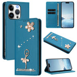 Capa de Telemóvel em Pele Vegana com Diamantes e RFID com Estampa de Bailarina, Para iPhone 16 Pro, Para iPhone 16 Plus, Para iPhone 16, Para iPhone 15 Pro Max, Para iPhone 15 Pro, Para iPhone 15 Plus