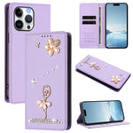 Capa de Telemóvel em Pele Vegana com Diamantes e RFID com Estampa de Bailarina, Para iPhone 17e / 16e, Para iPhone 17 Pro Max, Para iPhone 17 Pro, Para iPhone 17, Para iPhone Air, Para iPhone 16 Pro Max