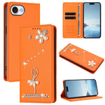 Capa de Telemóvel em Pele Vegana com Diamantes e RFID com Estampa de Bailarina, Para iPhone 17e / 16e, Para iPhone 17 Pro Max, Para iPhone 17 Pro, Para iPhone 17, Para iPhone Air, Para iPhone 16 Pro Max