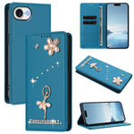 Capa de Telemóvel em Pele Vegana com Diamantes e RFID com Estampa de Bailarina, Para iPhone 17e / 16e, Para iPhone 17 Pro Max, Para iPhone 17 Pro, Para iPhone 17, Para iPhone Air, Para iPhone 16 Pro Max