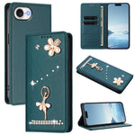 Capa de Telemóvel em Pele Vegana com Diamantes e RFID com Estampa de Bailarina, Para iPhone 17e / 16e, Para iPhone 17 Pro Max, Para iPhone 17 Pro, Para iPhone 17, Para iPhone Air, Para iPhone 16 Pro Max