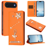Capa de Telemóvel em Pele Vegana com Diamantes e RFID com Estampa de Bailarina, Para iPhone 17e / 16e, Para iPhone 17 Pro Max, Para iPhone 17 Pro, Para iPhone 17, Para iPhone Air, Para iPhone 16 Pro Max