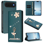 Capa de Telemóvel em Pele Vegana com Diamantes e RFID com Estampa de Bailarina, Para iPhone 17e / 16e, Para iPhone 17 Pro Max, Para iPhone 17 Pro, Para iPhone 17, Para iPhone Air, Para iPhone 16 Pro Max