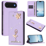 Capa de Telemóvel em Pele Vegana com Diamantes e RFID com Estampa de Bailarina, Para iPhone 17e / 16e, Para iPhone 17 Pro Max, Para iPhone 17 Pro, Para iPhone 17, Para iPhone Air, Para iPhone 16 Pro Max