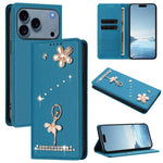 Capa de Telemóvel em Pele Vegana com Diamantes e RFID com Estampa de Bailarina, Para iPhone 17e / 16e, Para iPhone 17 Pro Max, Para iPhone 17 Pro, Para iPhone 17, Para iPhone Air, Para iPhone 16 Pro Max