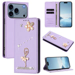 Capa de Telemóvel em Pele Vegana com Diamantes e RFID com Estampa de Bailarina, Para iPhone 17e / 16e, Para iPhone 17 Pro Max, Para iPhone 17 Pro, Para iPhone 17, Para iPhone Air, Para iPhone 16 Pro Max