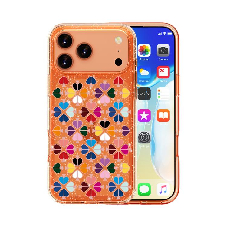 Glittering Crystal Red Heart Pattern Phone Case, For iPhone 18 Pro / 17 Pro, For iPhone 18 Pro Max / 17 Pro Max
