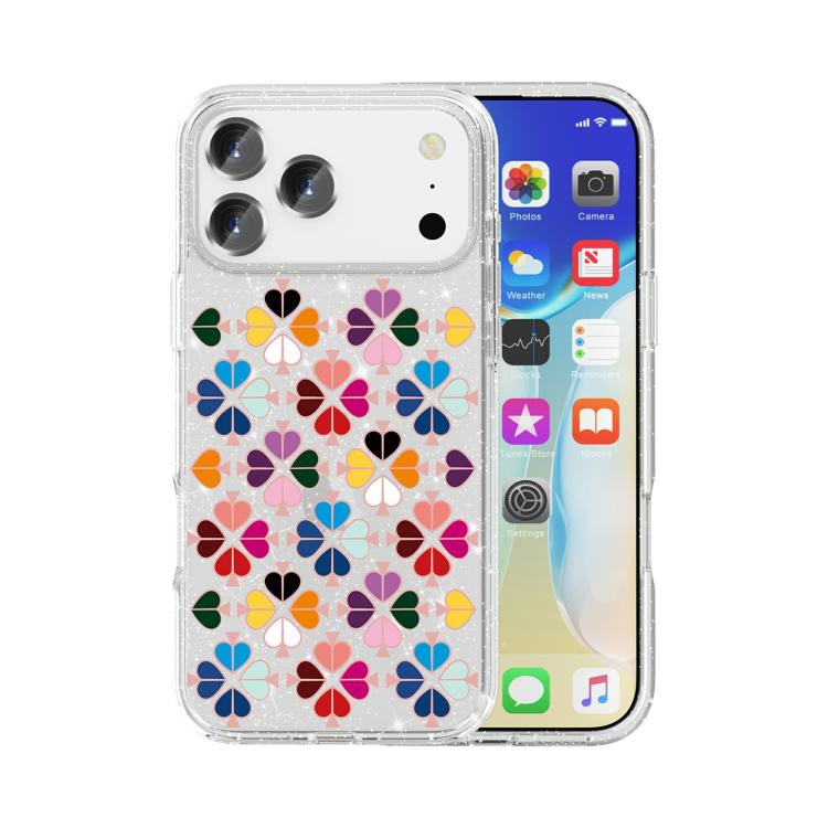 Capa de Telemóvel com Padrão de Coração Vermelho de Cristal Brilhante, Para iPhone 17 Pro Max, Para iPhone 17 Pro