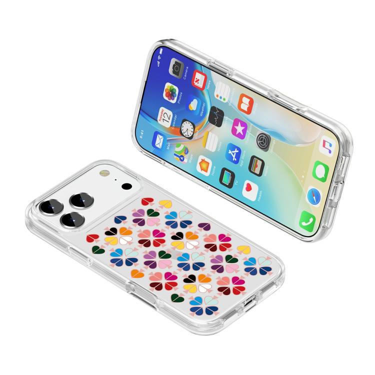 Capa de Telemóvel Transparente com Padrão de Coração Vermelho de Cristal, Para iPhone 17 Pro Max, Para iPhone 17 Pro