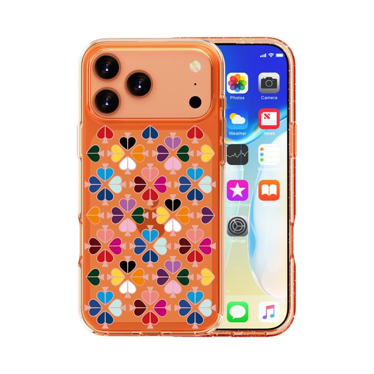 Capa de Telemóvel Transparente com Padrão de Coração Vermelho de Cristal, Para iPhone 17 Pro Max, Para iPhone 17 Pro