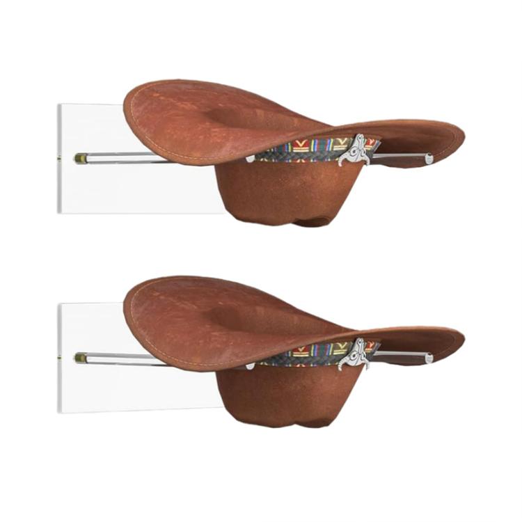 Suporte de Armazenamento para Chapéu de Cowboy em Acrílico Transparente Montado na Parede Suporte de Exposição para Chapéu de Sol, Pacote Único, 2pcs/Pacote