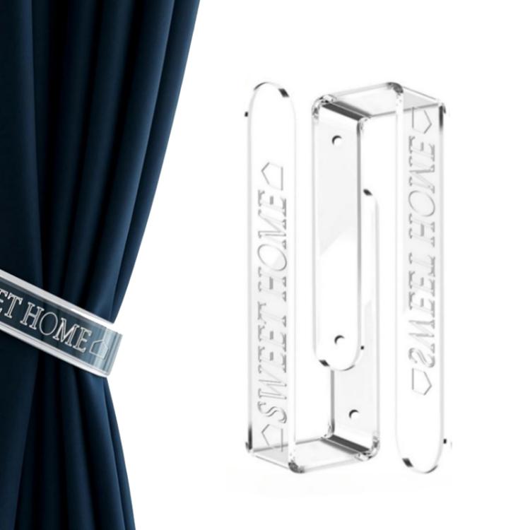 1 Par/Pacote Suporte de Cortina em Acrílico Transparente para Amarrar Cortinas, Clips para Cortinas, Suporta Instalação Sem Furar e Com Furação