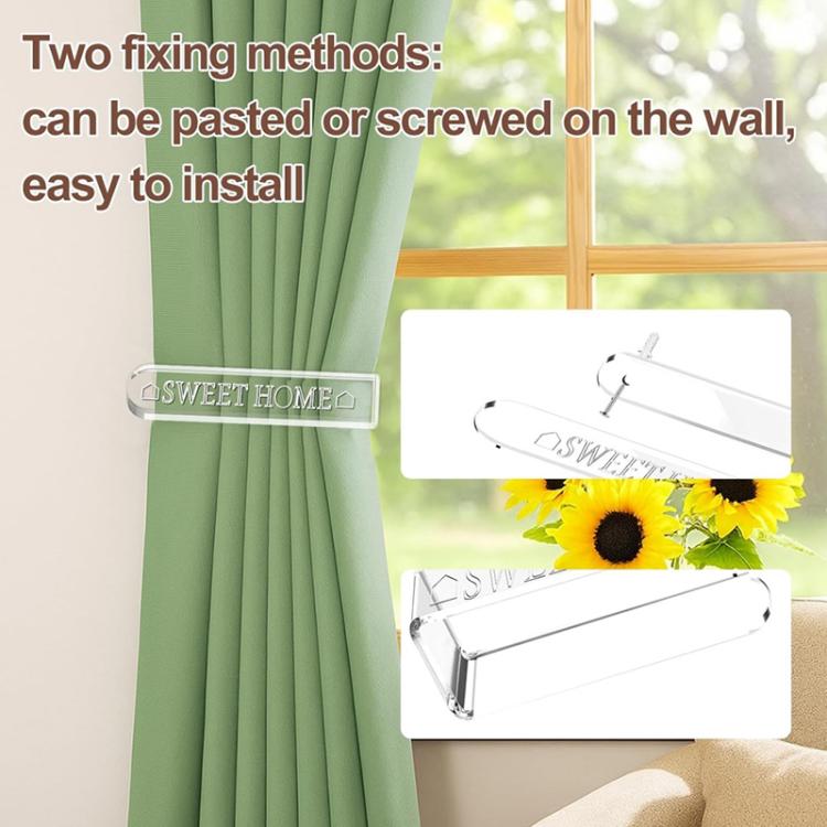 1 Par/Pacote Suporte de Cortina em Acrílico Transparente para Amarrar Cortinas, Clips para Cortinas, Suporta Instalação Sem Furar e Com Furação