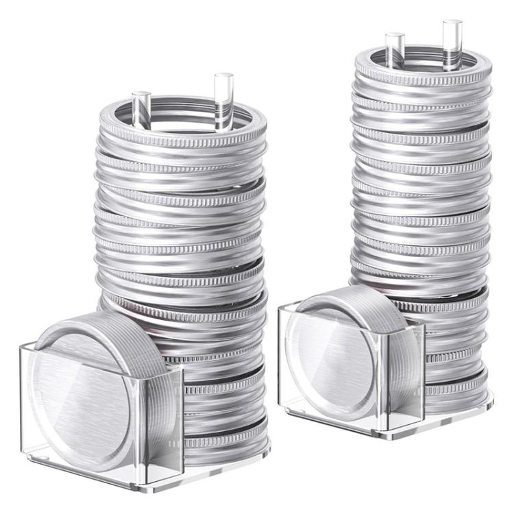 Suporte Transparente para Tampa de Frasco Mason em Acrílico, Boca Regular 70mm, Boca Regular 86mm, 2pcs/Pack 70mm e 86mm