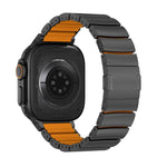 Correia de relógio em silicone com fecho magnético e uma conta em liga de titânio, para Apple Watch 46mm / 49mm / 45mm / 44mm, para Apple Watch 42mm / 41mm / 40mm / 38mm