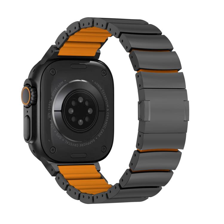 Correia de relógio em silicone com fecho magnético e uma conta em liga de titânio, para Apple Watch 46mm / 49mm / 45mm / 44mm, para Apple Watch 42mm / 41mm / 40mm / 38mm