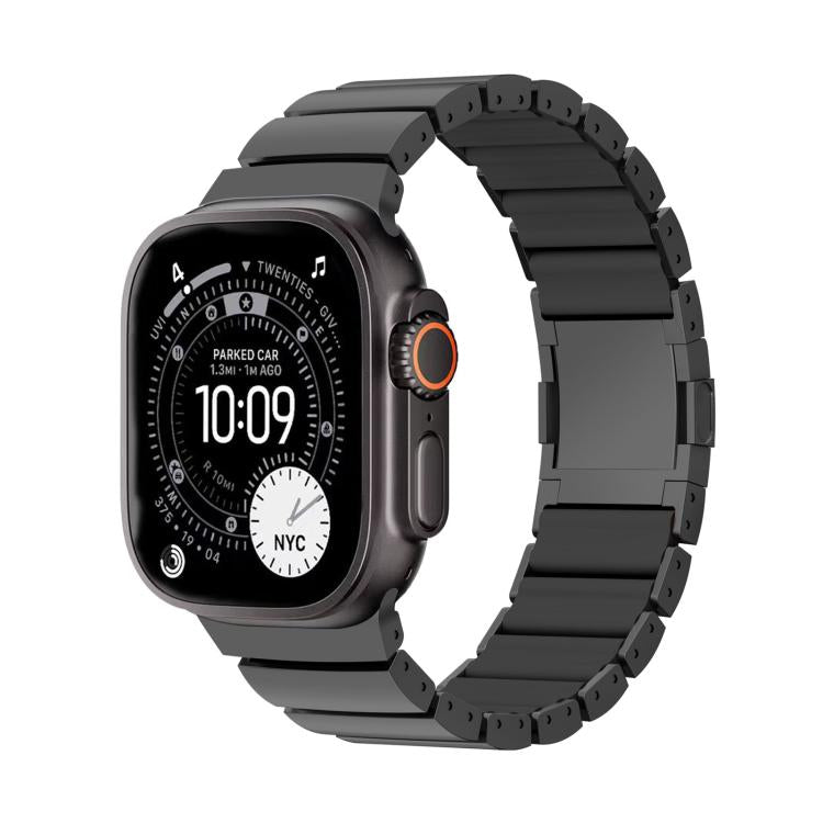 Correia de relógio em silicone com fecho magnético e uma conta em liga de titânio, para Apple Watch 46mm / 49mm / 45mm / 44mm, para Apple Watch 42mm / 41mm / 40mm / 38mm