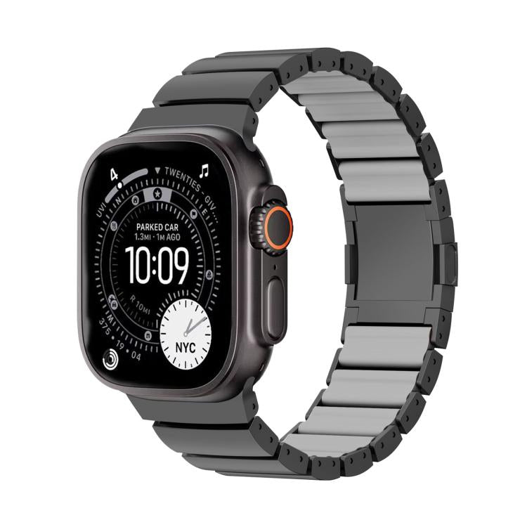 Correia de relógio em silicone com fecho magnético e uma conta em liga de titânio, para Apple Watch 46mm / 49mm / 45mm / 44mm, para Apple Watch 42mm / 41mm / 40mm / 38mm
